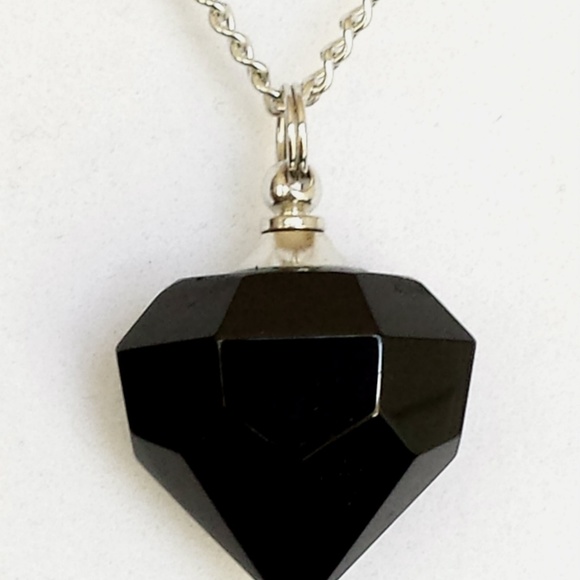 Black-Crystal Diamond CREMATION URN Necklace - Picture 3 of 5